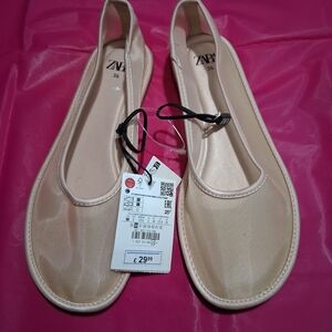 Zara Cream Ballet Flats for Women